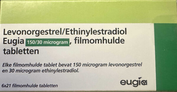 Verpakking Anticonceptiepil Levonorgestrel/Ethinylestradiol 0,15/0,03 mg – Eugia