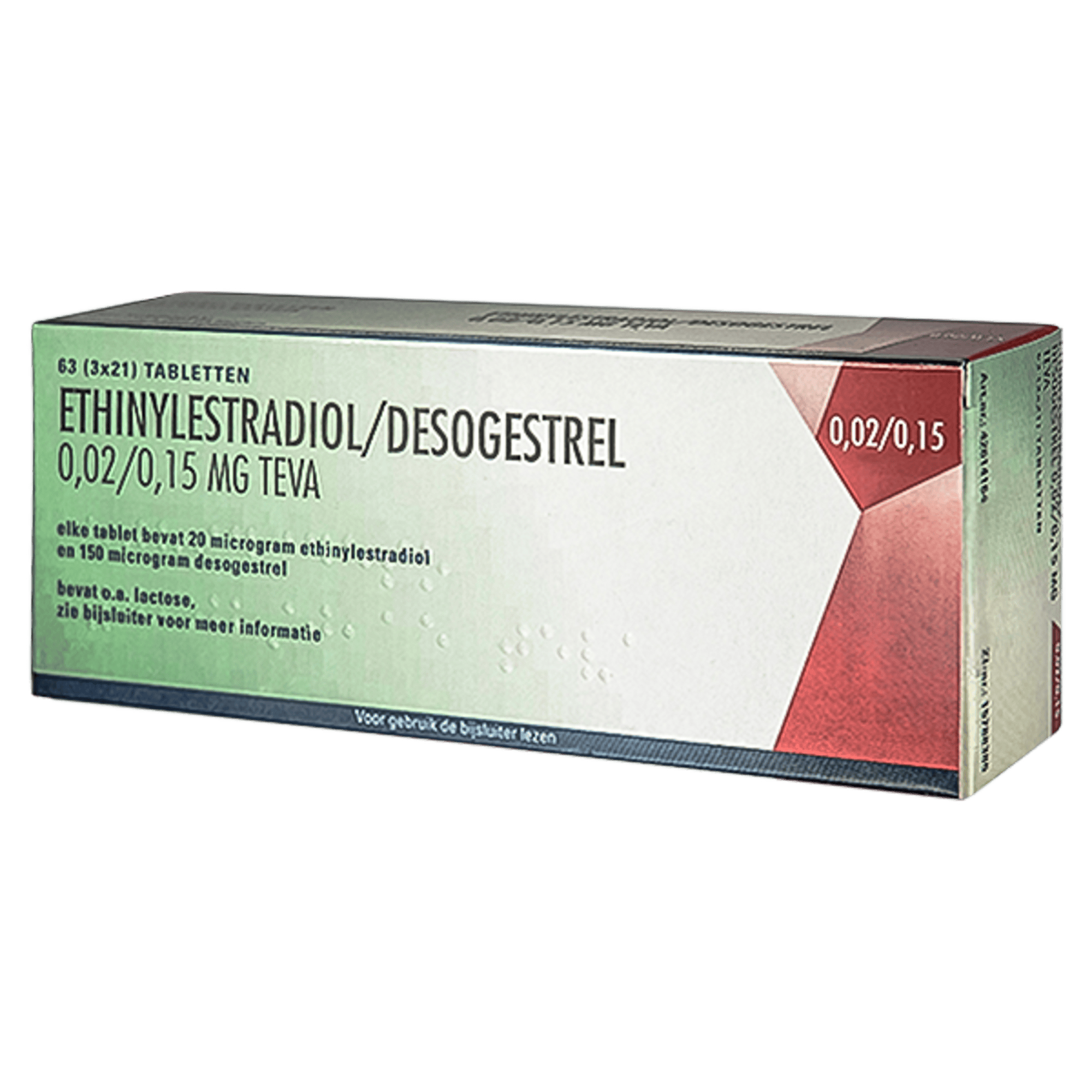 Ethinylestradiol Desogestrel 0,02/0,15 mg Teva anticonceptiepil verpakking