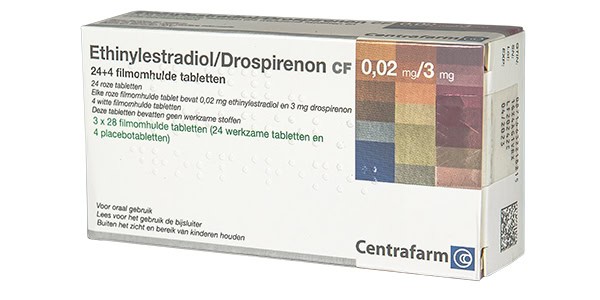 Ethinylestradiol Drospirenon 0,02/3 mg 24+4 Centrafarm – combinatiepil anticonceptie