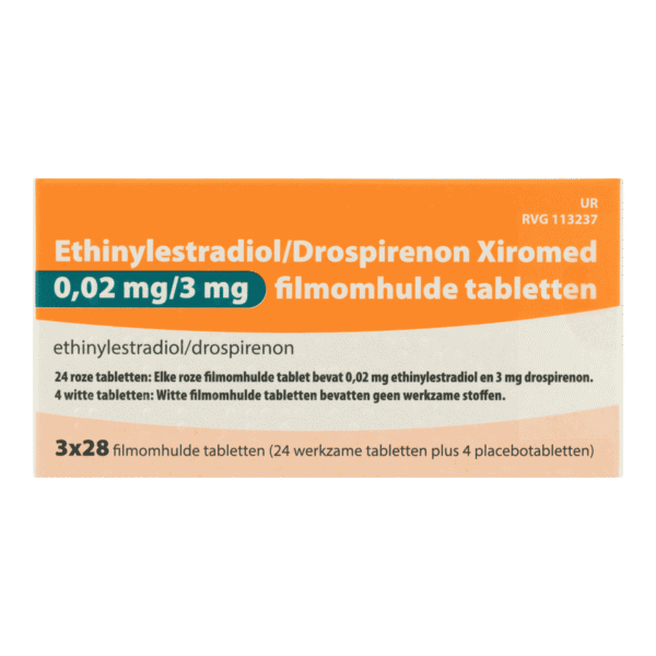 Ethinylestradiol Drospirenon 0,02/3 mg 24+4 Xiromed – combinatiepil anticonceptie