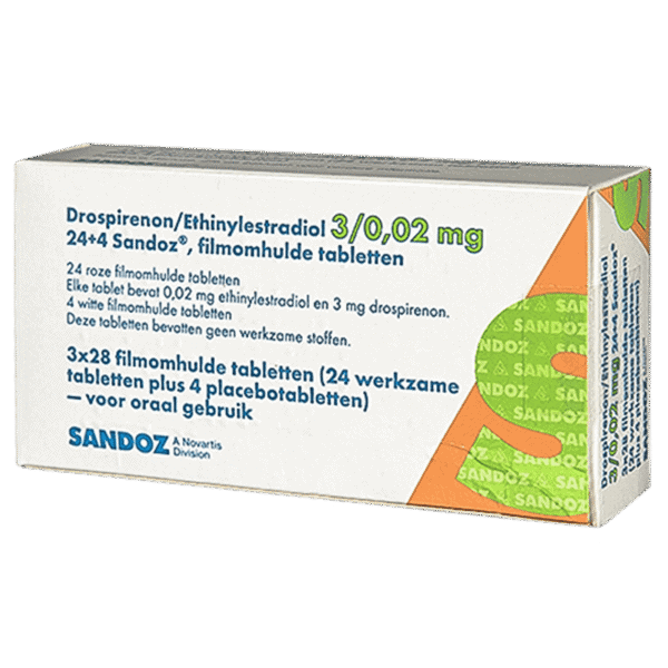 Drospirenon/Ethinylestradiol 3/0,02 mg 24+4 Sandoz – betrouwbare combinatiepil
