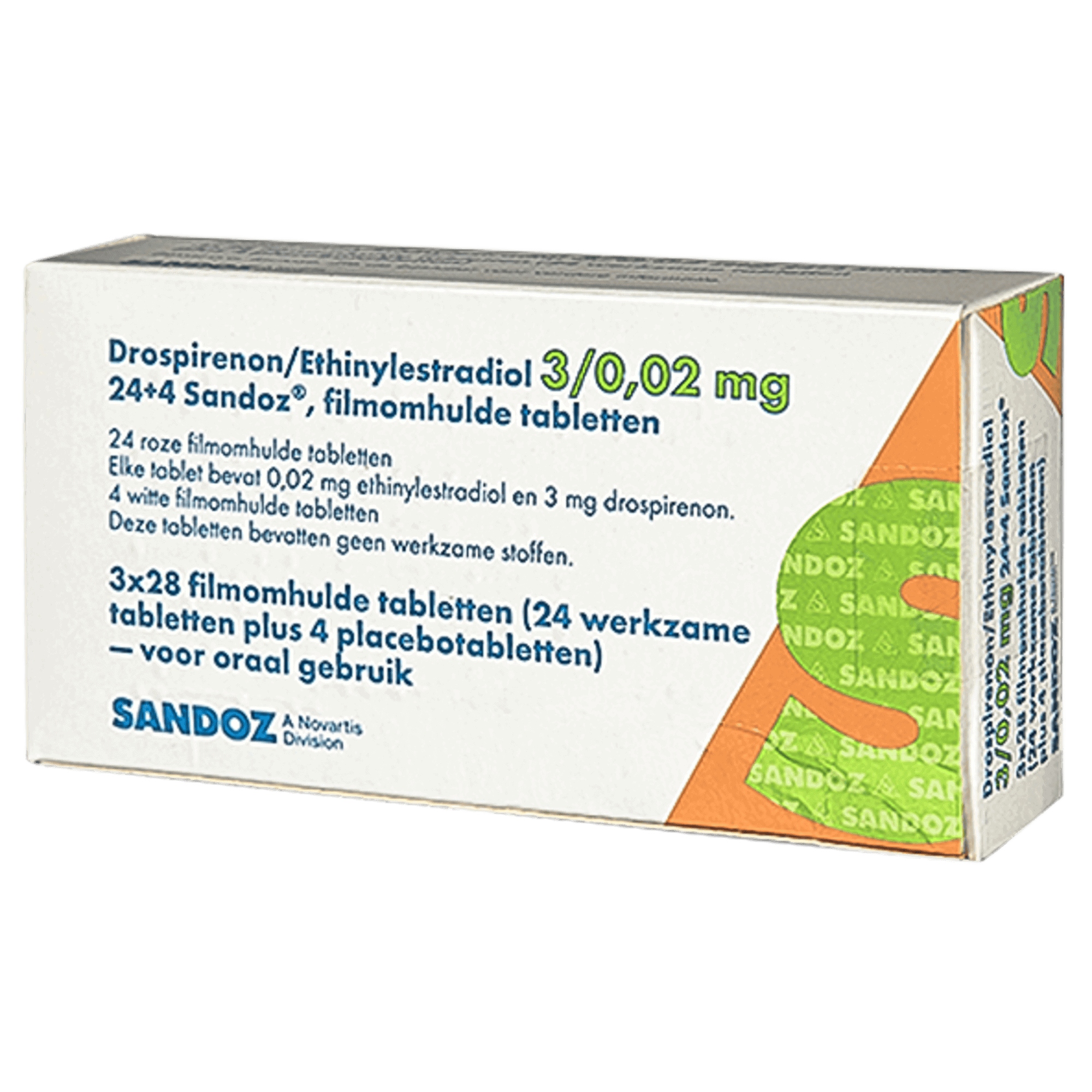 Drospirenon/Ethinylestradiol 3/0,02 mg 24+4 Sandoz – betrouwbare combinatiepil