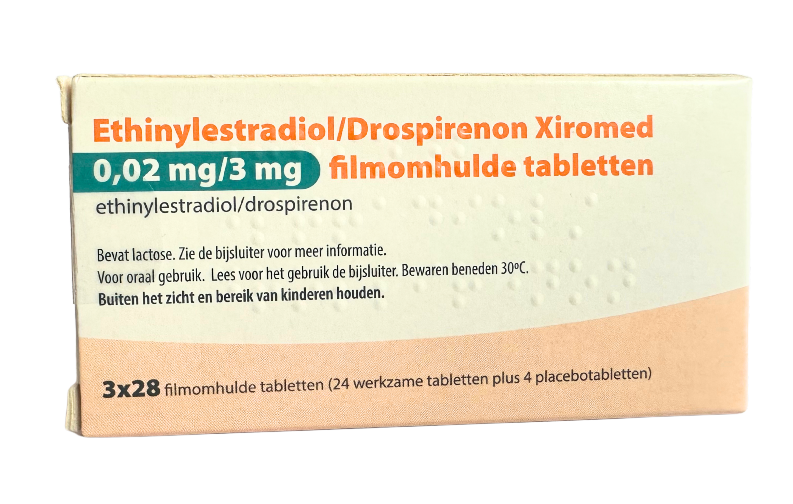 Verpakking van Xiromed ethinylestradiol en drospirenon 0,02 mg / 3 mg lichte anticonceptiepil.