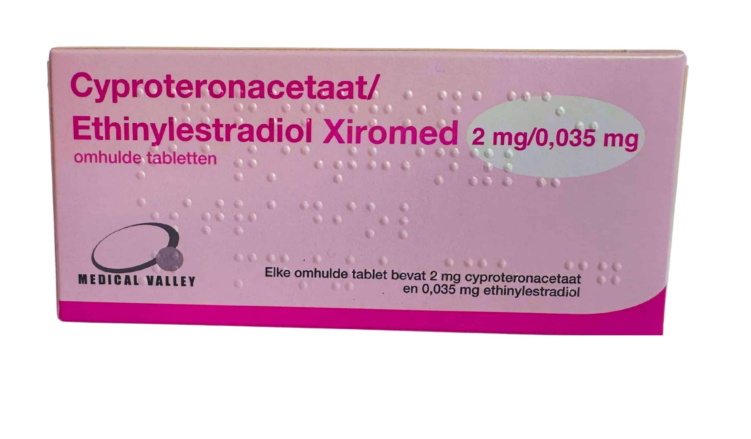 Ethinylestradiol 0,035 mg / Cyproteronacetaat 2 mg Xiromed anticonceptiepil verpakking