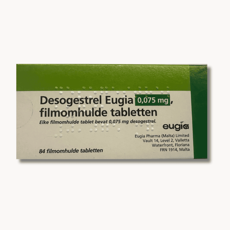 Desogestrel 0,075 mg Eugia minipil voor 3 maanden.