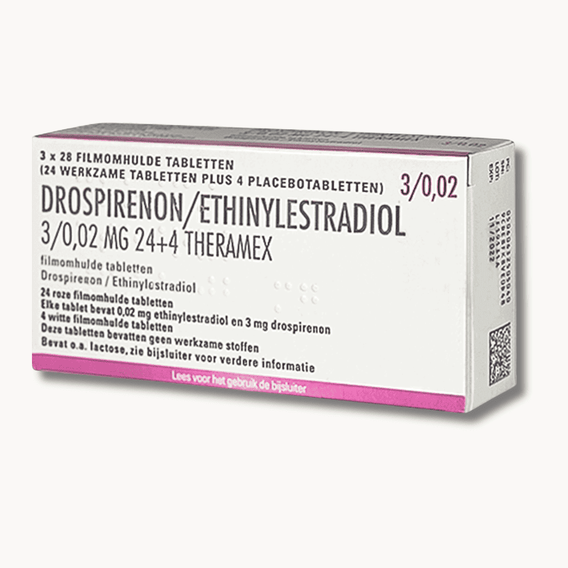 Drospirenon Ethinylestradiol 3 0,02mg 24 4 Theramex anticonceptiepil generieke Yaz voorraad voor 3 maanden