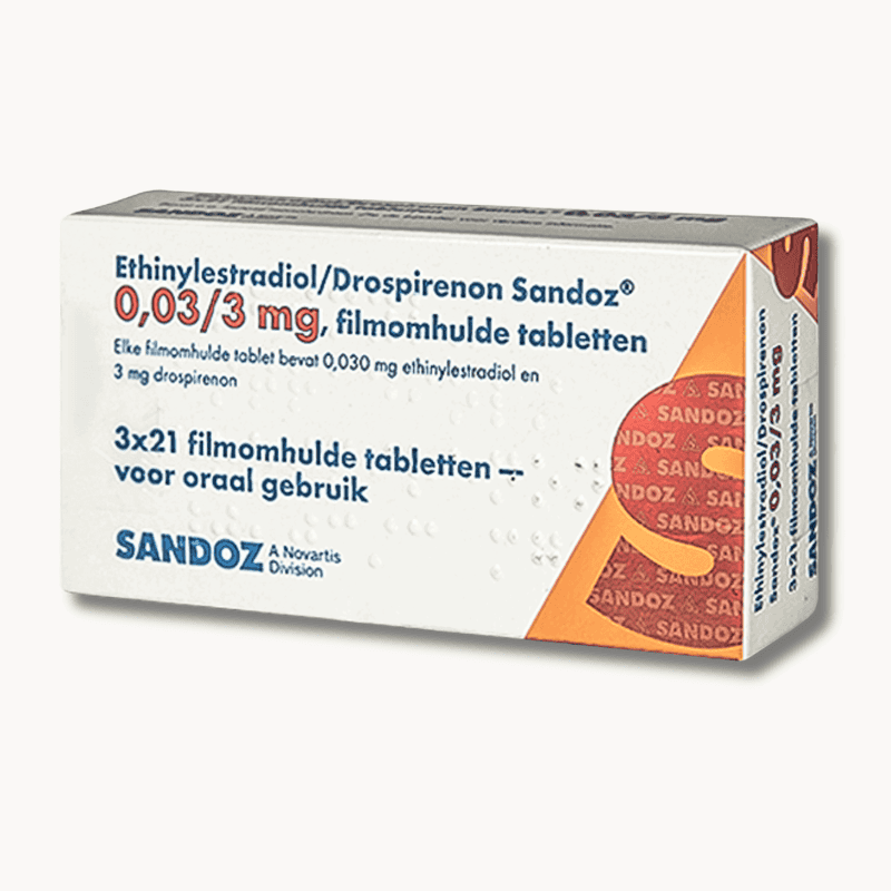 Ethinylestradiol Drospirenon 0,03 3 mg Sandoz anticonceptiepil voor 3 maanden.
