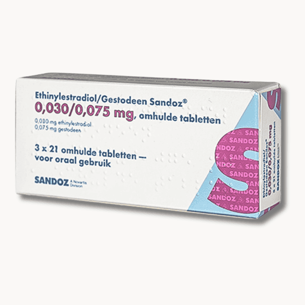Ethinylestradiol Gestodeen 0,03 0,075 mg Sandoz anticonceptiepil voor 3 maanden.