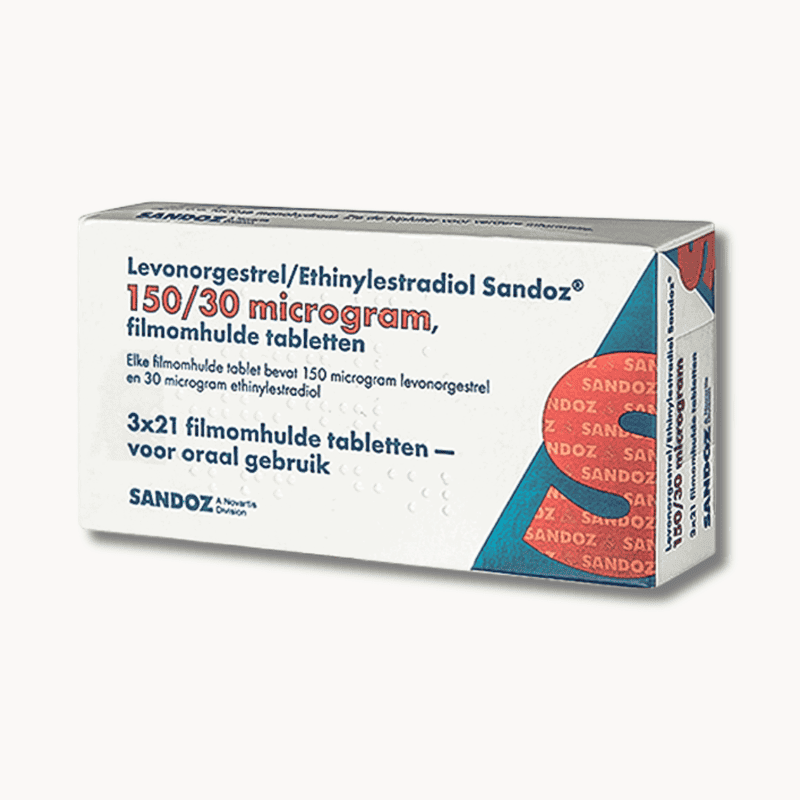 Ethinylestradiol Levonorgestrel 0,03 0,15 mg Sandoz anticonceptiepil voor 3 maanden.