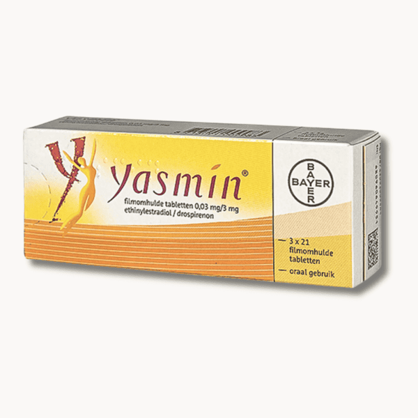 Een verpakking van de Yasmin anticonceptiepil voor een standaard voorraad van 3 maanden bij Zekervandepil.